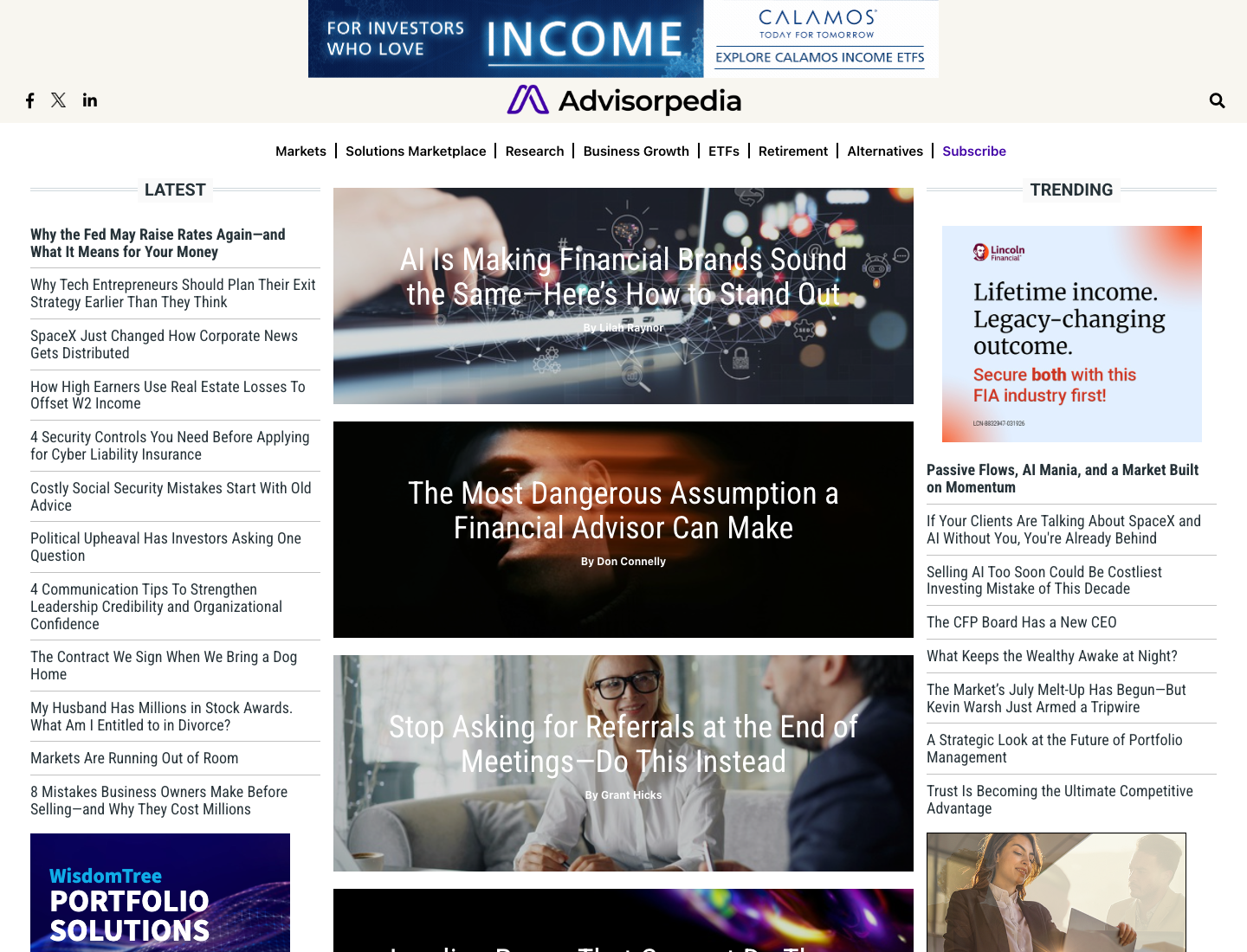 Advisorpedia homepage before transition
