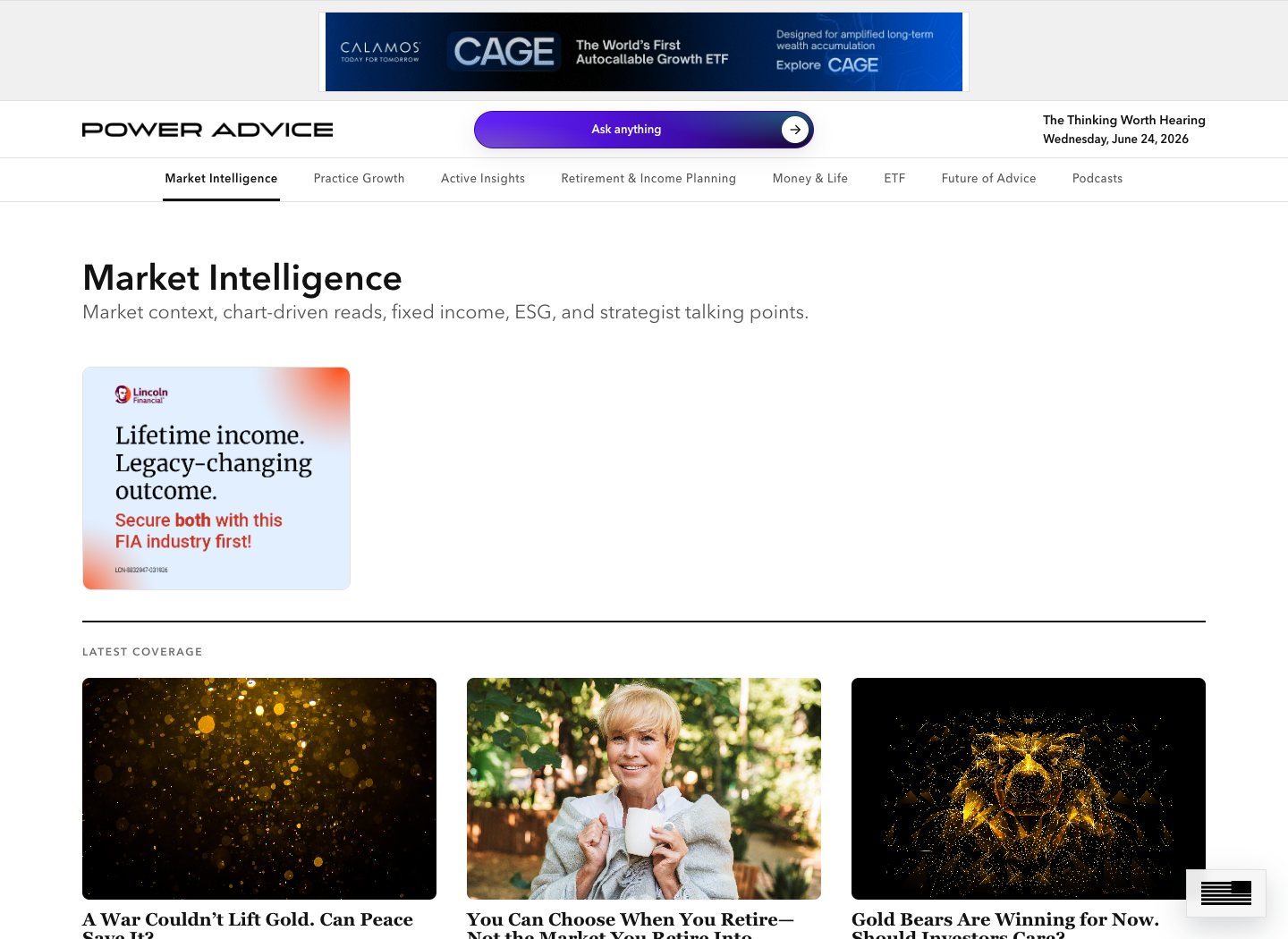 PowerAdvice Market Intelligence page
